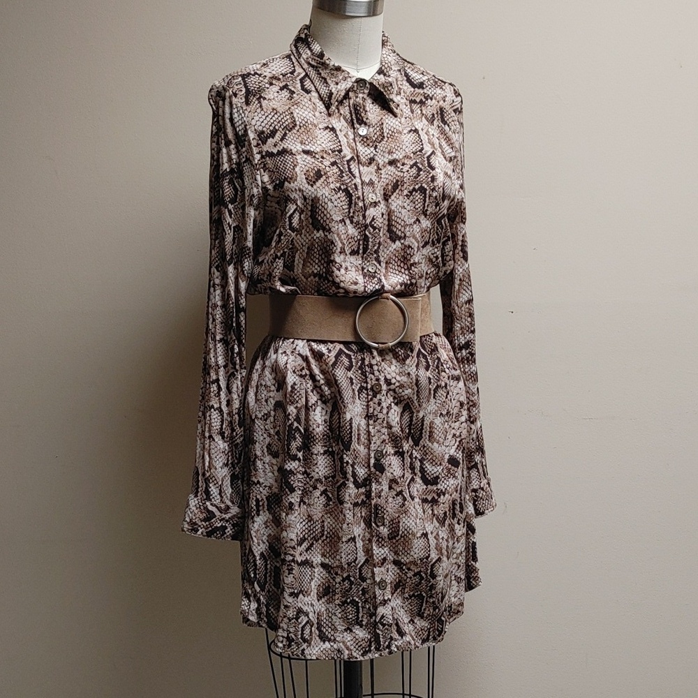 Karen Kane Cobra Print Shirt Dress M